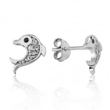 Gümüş Yunus Balığı Çivili Küpe