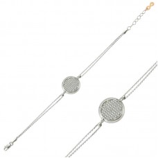 Gümüş Beyaz Taşlı Yuvarlak Bayan Bileklik