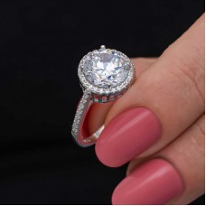 Gümüş Yuvarlak Montür Tek Taş Kadın Yüzük