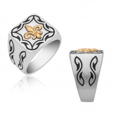 Gümüş Zambak Çiçeği Desenli Erkek Yüzük