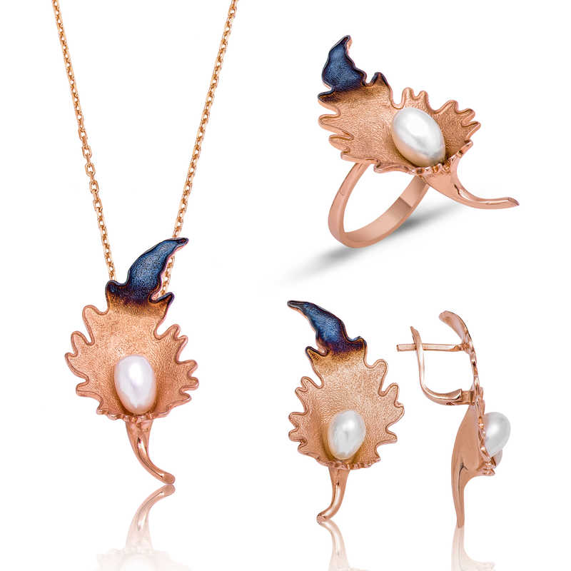 Gümüş Zambak Çiçeği Bayan Set Gümüş Zambak Çiçeği Bayan Set