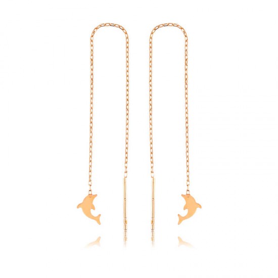 Gümüş Zincirli Yunus Balığı Küpe Gümüş Zincirli Yunus Balığı Küpe