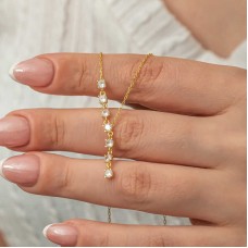 Gümüş Zirkon Sıra Taşlı Gold Kadın Kolye