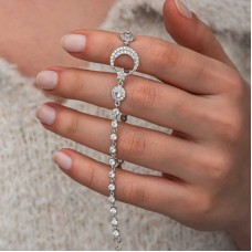 Gümüş Zirkon Taşlı Ay Yıldız Kadın Bileklik