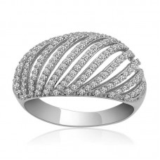 Gümüş Zirkon Taşlı Bombeli Bayan Yüzük