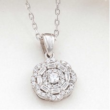 Gümüş Zirkon Taşlı Çiçek Kadın Kolye