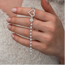 Gümüş Zirkon Taşlı Kalpli Kadın Bileklik