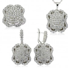 Gümüş Beyaz Taşlı Bayan Set