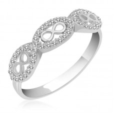 Gümüş Zirkon Taşlı Sonsuzluk Kadın Yüzük