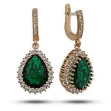 Gümüş Zümrüt Taşlı Hürrem Kadın Küpe