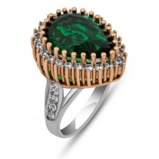 Gümüş Zümrüt Taşlı Hürrem Kadın Yüzük