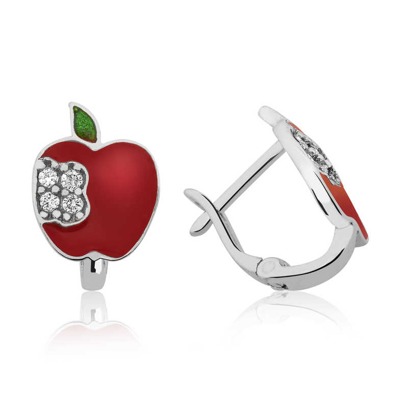 Gümüş Kırmızı Elma Çoçuk Küpesi Gümüş Kırmızı Elma Çoçuk Küpesi