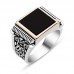 Gümüş Siyah Taşlı Erkek Yüzük Gümüş Siyah Taşlı Erkek Yüzük