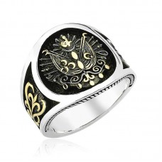 Gümüş Osmanlı Devlet Armalı Erkek Yüzük