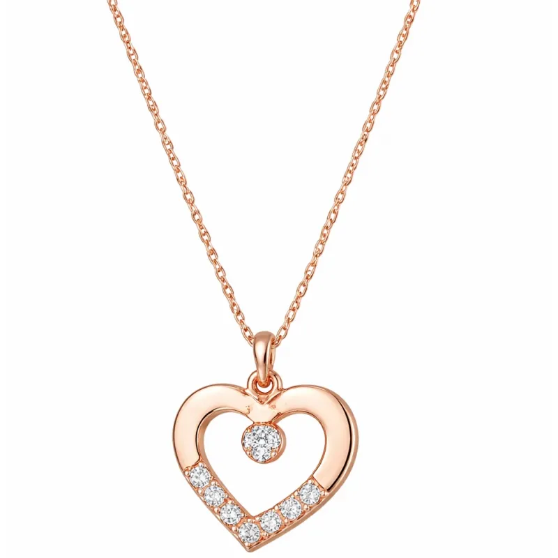 Gümüş Rose Minik Kalpli Tektaş Kadın Kolye