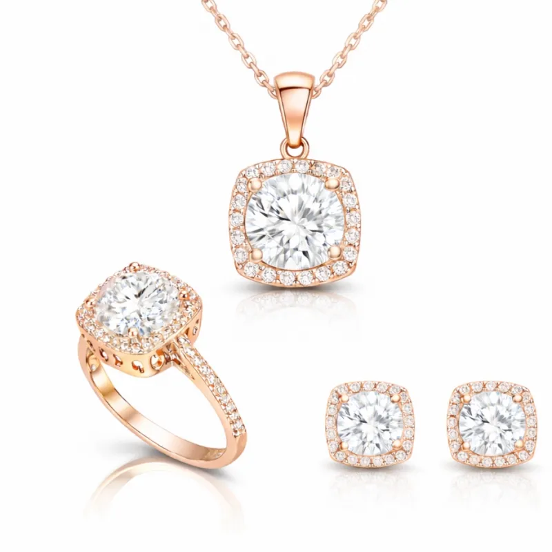 Gümüş Rose Kare Montür Kadın Set