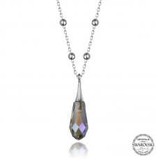 Swarovski Crystal Taşlı Ametist Top Zincir Gümüş Kadın Kolye 