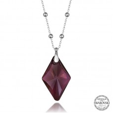 Swarovski Crystal Taşlı Ametist Top Zincir Gümüş Kadın Kolye 