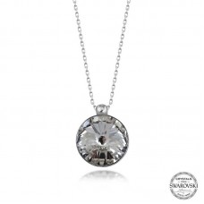 Swarovski Crystal Taşlı Çerçeveli Gümüş Kadın Kolye