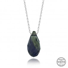 Swarovski Crystal Taşlı Drop Kesim Gümüş Kadın Kolye 