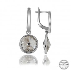 Swarovski Crystal Taşlı Gümüş Beyaz Sallantılı Kadın Küpe