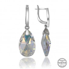 Swarovski Crystal Taşlı Gümüş Damla Sallantılı Kadın Küpe