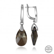 Swarovski Crystal Taşlı Gümüş Damla Sallantılı Kadın Küpe