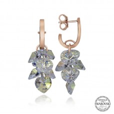 Swarovski Crystal Taşlı Gümüş Kalp Salkım Sallantılı Çivili Kadın Küpe