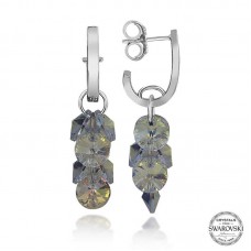 Swarovski Crystal Taşlı Gümüş Salkım Sallantılı Çivili Kadın Küpe