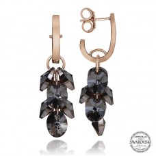 Swarovski Crystal Taşlı Gümüş Salkım Sallantılı Kadın Küpe