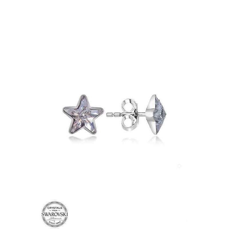 Swarovski Crystal Taşlı Gümüş Yıldız Çivili Kadın Küpe