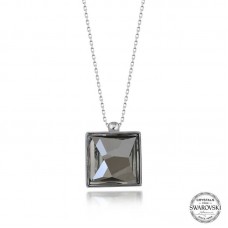 Swarovski Crystal Taşlı Kare Gümüş Kadın Kolye