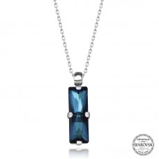 Swarovski Crystal Taşlı Mavi Baget Gümüş Kadın Kolye