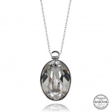 Swarovski Crystal Taşlı Oval Gümüş Kadın Kolye