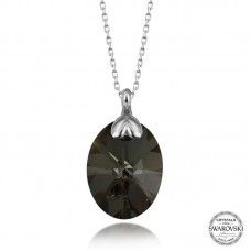 Swarovski Crystal Taşlı Oval Gümüş Kadın Kolye