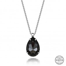 Crystal Taşlı Top Zincir Damla Gümüş Kadın Kolye