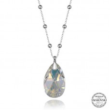 Swarovski Crystal Taşlı Top Zincir Damla Gümüş Kadın Kolye