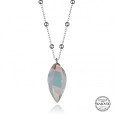 Crystal Taşlı Top Zincir Gümüş Kadın Kolye