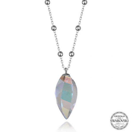 Crystal Taşlı Top Zincir Gümüş Kadın Kolye