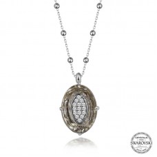 Swarovski Crystal Taşlı Top Zincir Oval Gümüş Kadın Kolye