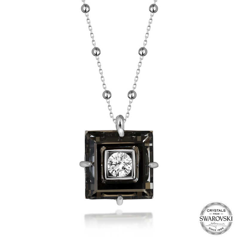 Swarovski Crystal Taşlı Top Zincir Siyah Elmas Gümüş Kadın Kolye Swarovski Crystal Taşlı Top Zincir Siyah Elmas Gümüş Kadın Kolye