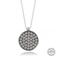 Swarovski Crystal Taşlı Yuvarlak Gümüş Kadın Kolye