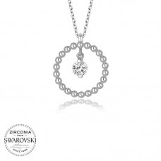 Swarovski Taşlı Gümüş Çember Tektaş Bayan Kolye