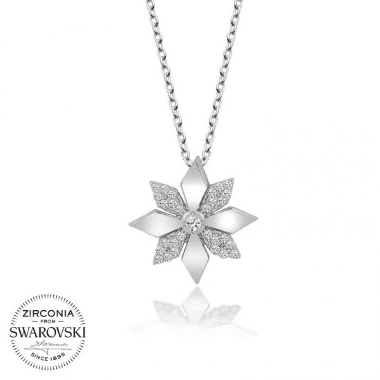 Swarovski Taşlı Gümüş Çiçek Bayan Kolye Swarovski Taşlı Gümüş Çiçek Bayan Kolye