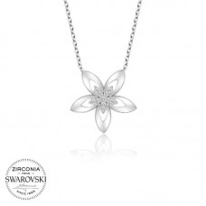 Swarovski Taşlı Gümüş Çiçek Bayan Kolye
