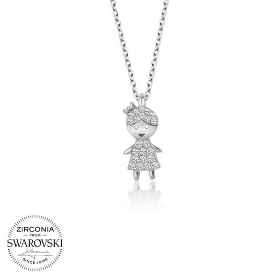 Swarovski Taşlı Gümüş Çocuk Bayan Kolye Swarovski Taşlı Gümüş Çocuk Bayan Kolye