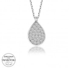 Swarovski Taşlı Gümüş Damla Bayan Kolye