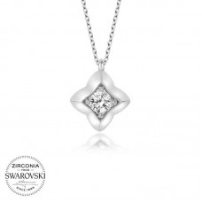 Swarovski Taşlı Gümüş Dörtgen Bayan Kolye