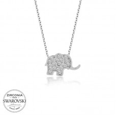 Swarovski Taşlı Gümüş Fil Bayan Kolye