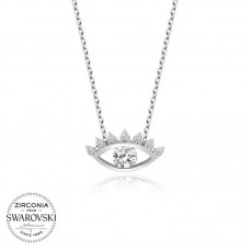 Swarovski Taşlı Gümüş Göz Tektaş Bayan Kolye
